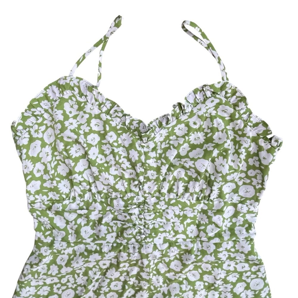 Lulus X Lush Timeless Touch Midi Dress Medium Green Floral Bloomcore A-Line NWT - Picture 8 of 16